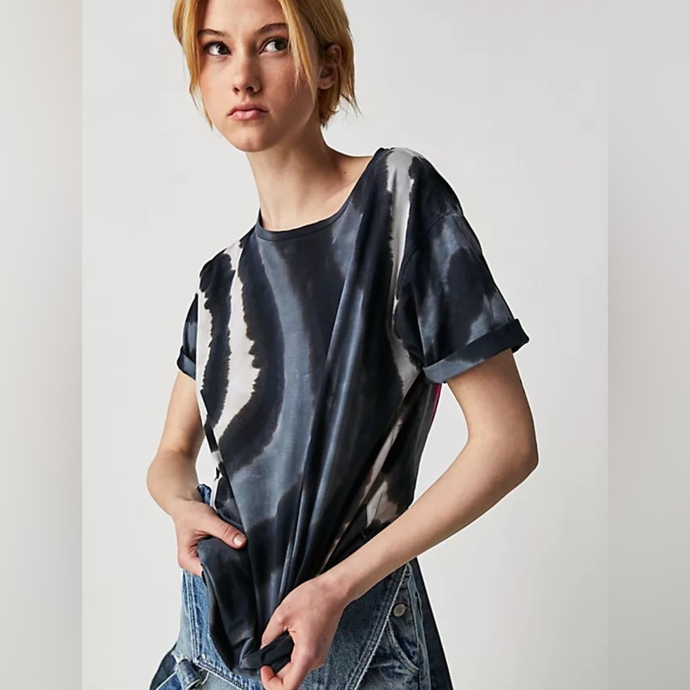 One Teaspoon Black and Gray Tie-Dye Short Sleeve Tee SzXS